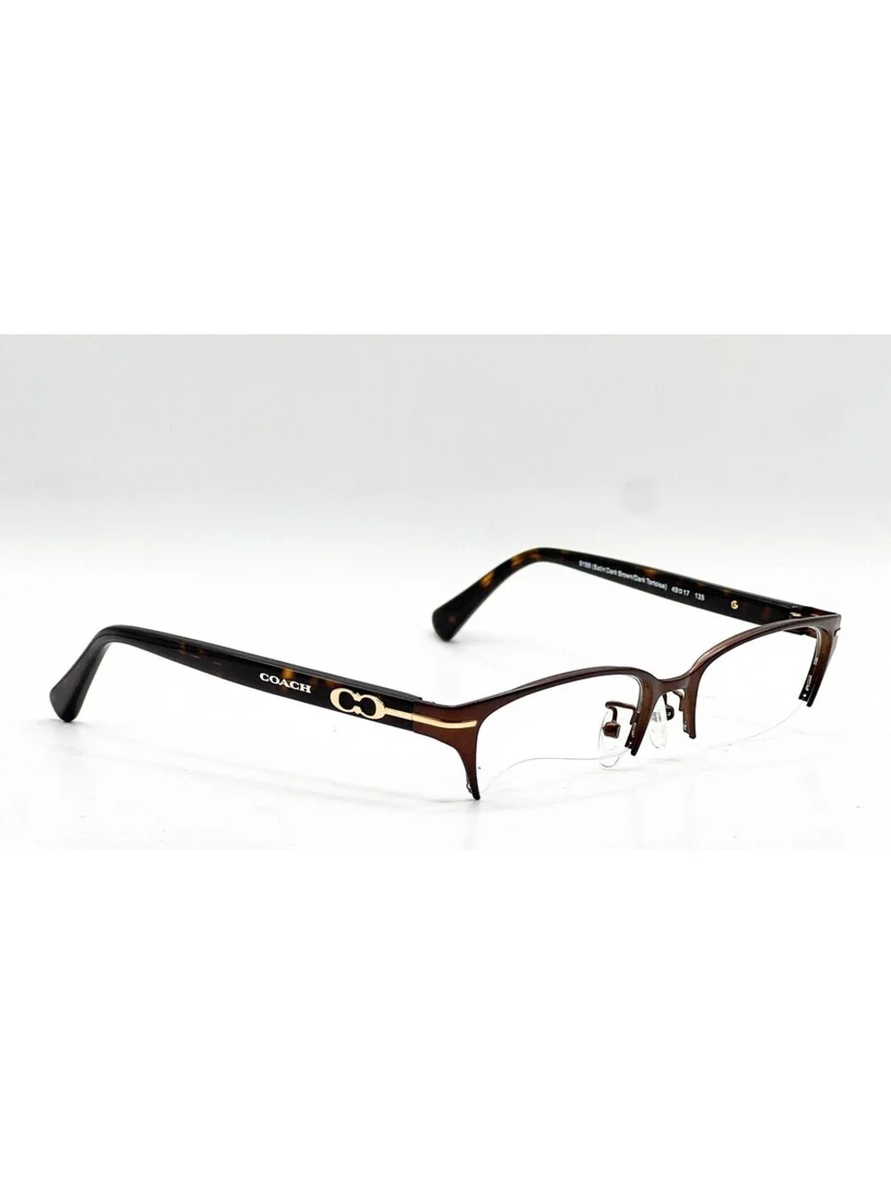 Coach HC 5058 9199 Satin Dark Brown Havana Cat Eye Eyeglass Frames 49-17-135